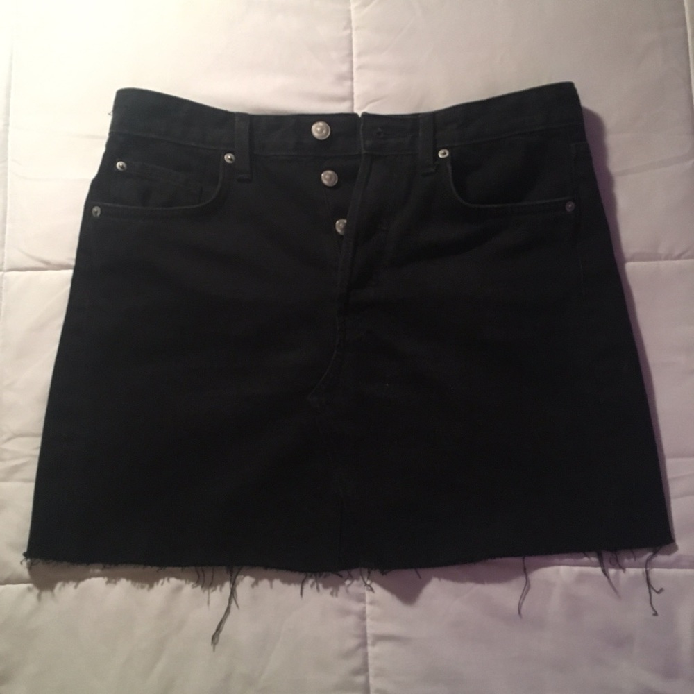 Black denim skirt